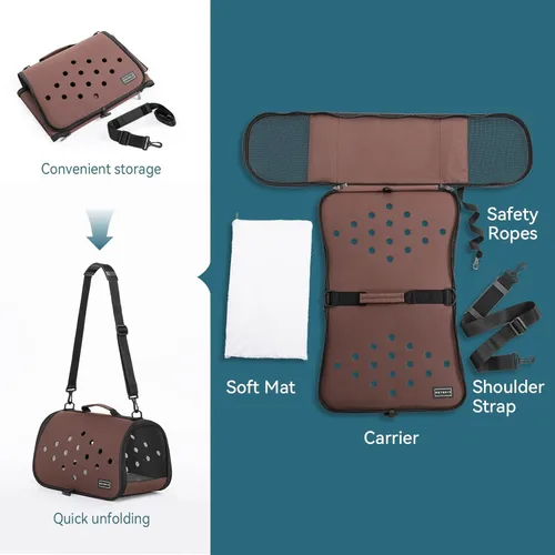 Miniatura 4 de Petsfit Transportador de conejos, 16 x 9 x 9 pulgadas, transportador portátil con orificios de ventilación, transportador de conejillos de indias