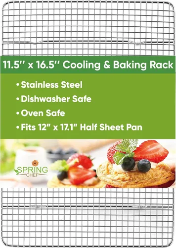 Miniatura 14 de Spring Chef rejilla de enfriamiento de acero inoxidable de 8.5 x 12 pulgadas para cocinar y hornear - Rejilla de enfriamiento para galletas apta