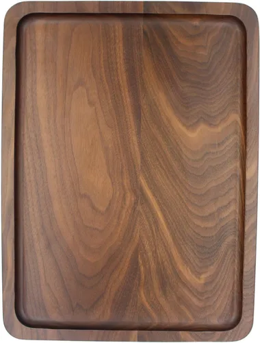 Bamber Bandeja de Servir de Madera Decorativa de Café y Té Plato de Nogal Negro 15.3 x 11.4 Pulgadas