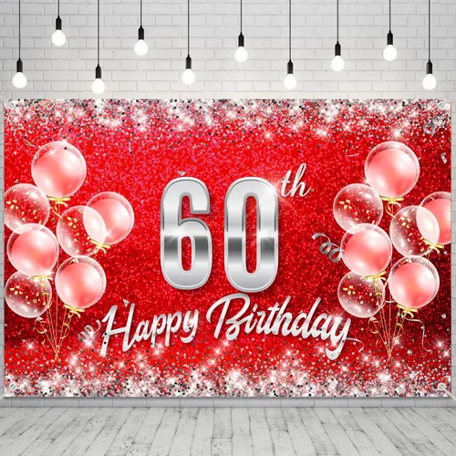 Miniatura 3 de Cartel de fondo de 30 cumpleaños rojo y plateado para mujeres y hombres de 30 años de edad, fondo de cumpleaños, fotografía, decoración de fiesta
