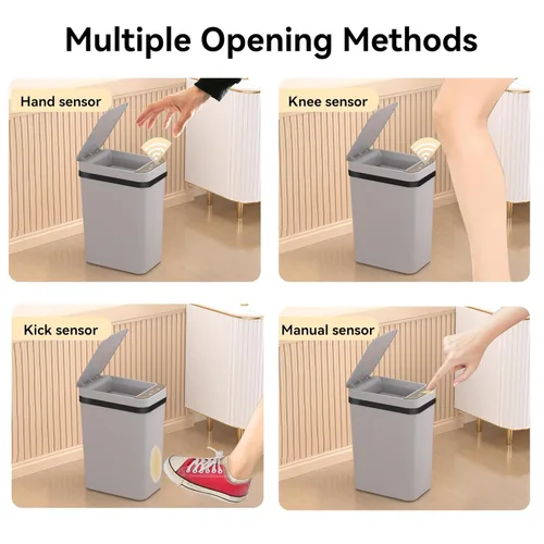 Miniatura 6 de FRESHLIX - Juego de 3 cubos de basura para baño de 10 litros, pequeños cubos de basura automáticos sin contacto con sensor de movimiento, delgados