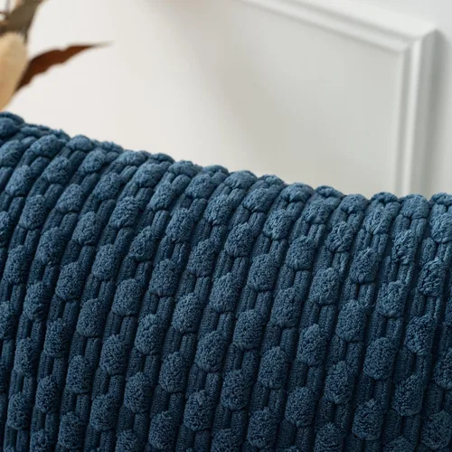 Miniatura 470 de K Kevin Textile - Juego de 2 fundas de almohada decorativas de corduroy suave azul con rayas estilo bohemio, fundas de almohada para sofá, cama