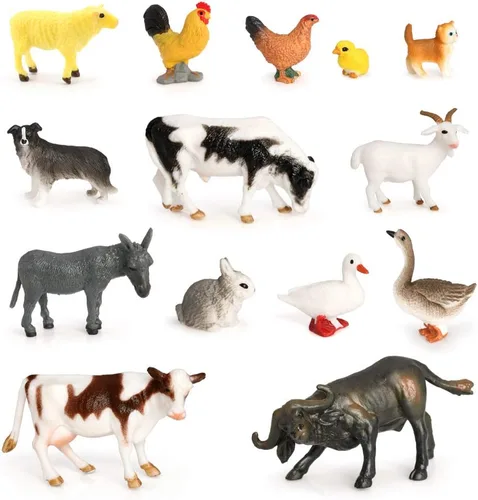 Miniatura 9 de Volnau Mini figuras de juguetes de animales de safari, 12 figuras salvajes en miniatura para niños pequeños, regalo de Navidad, cumpleaños, paquete