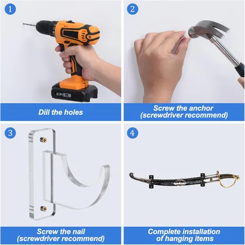 Miniatura 6 de uxcell Soporte de pared para espada, 1 juego de soporte de pared para sable de luz acrílico, soporte de pared para espada de sable de luz, soporte