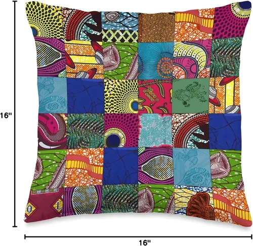 Miniatura 4 de Nativ Hand Ankara Kitenge - Almohada de retazos con estampado de cera africana, 16 x 16, multicolor