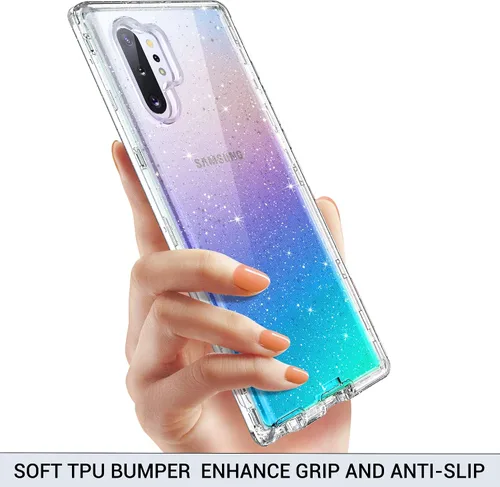 Miniatura 2 de ULAK Funda para Galaxy Note 10 Plus 5G, elegante funda protectora de TPU suave para Samsung Galaxy Note 10 Plus 5G (2019), purpurina transparente