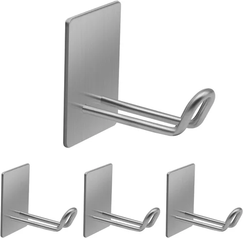 Miniatura 10 de Ganchos adhesivos, gancho de toalla de acero inoxidable, colgador adhesivo para cocina y puerta, ganchos de pared de baño para colgar toallas