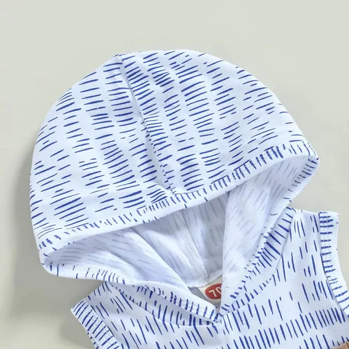 Miniatura 24 de Conjunto de ropa de verano para bebé niño y niño, diseño a cuadros, manga corta, sudadera con capucha y pantalones cortos casuales