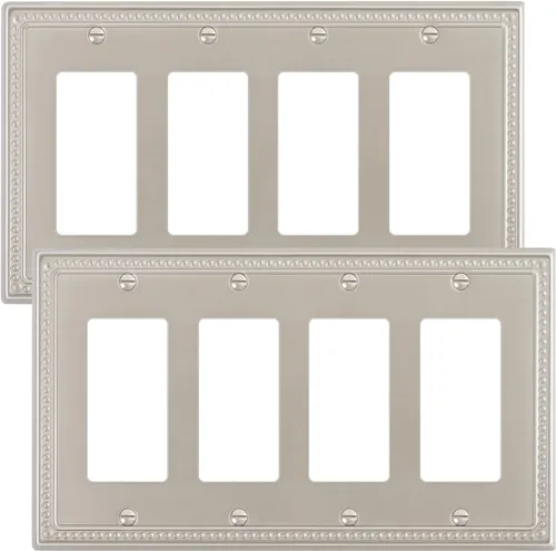 Miniatura 64 de Paquete de 4 placas de cubierta para interruptor de luz de palanca individual, cubiertas decorativas de perlas, placa de pared de metal almendra