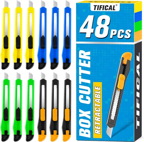 Miniatura 10 de Exacto - Cortador de cajas retráctil, paquete de 4 unidades, cuchillo utilitario de alta calidad, cuchillas de 0.315 pulgadas de ancho, abridor