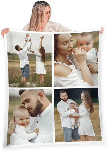 Miniatura 18 de FrameStory Manta personalizada con fotos y texto, totalmente personalizable con tus fotos y mensajes, manta de forro polar suave y suave, 30 x 40