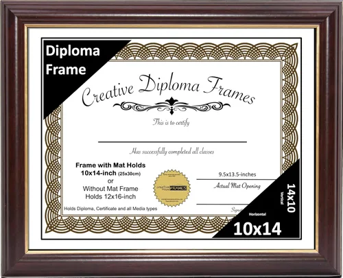 Miniatura 33 de Creative Picture Frames Marco para Diploma de Caoba con Borde Dorado de 12x16 pulgadas con Vidrio y Paspartú Negro y Colgadores de Pared Instalados