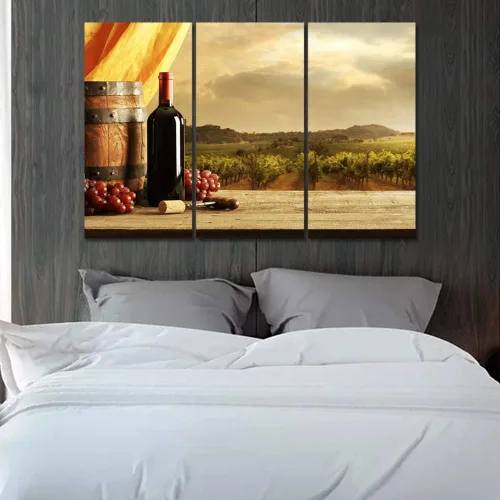 Miniatura 74 de Obra de arte para paredes del hogar, 3 paneles de letras de vino tinto, pinturas de corcho, impresiones HD, arte de pared de corcho de vino sobre