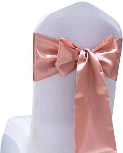 Miniatura 19 de 50 Bandas y Lazos de Satén Azul Bebé para Sillas para Decoración de Bodas, Fiestas de Cumpleaños y Fiestas - Cintas de 7x108 Pulgadas, Lazos