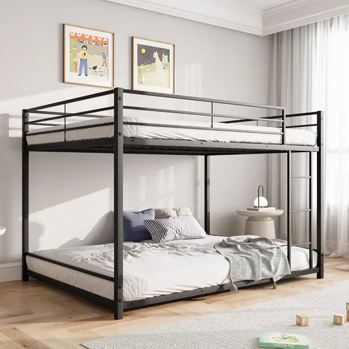 Literas de tamaño matrimonial sobre matrimonial, literas de metal resistente de tamaño matrimonial para niños, cama de tamaño matrimonial para niños