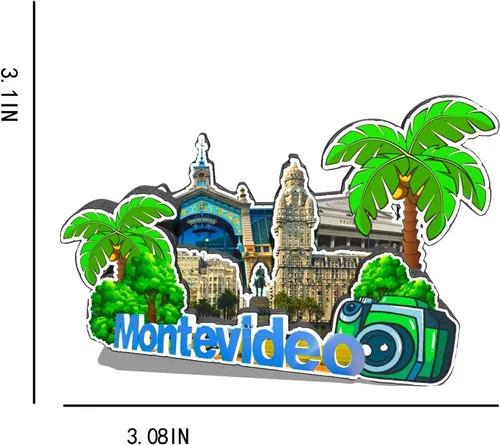 Miniatura 3 de Uruguay Montevideo - Imán de madera para nevera, monumentos 3D, recuerdos coleccionables, decoración hecha a mano -578