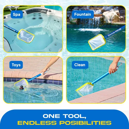 Miniatura 6 de Skimmie Pro (Versión Corta) 22.5" Desnatador de Piscina: Liviano, Red de Malla Fina y Gancho de Acero Inoxidable – Ideal para Piscinas
