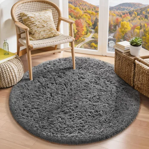 Miniatura 180 de Ophanie Alfombra Verde de Césped, Alfombras de Área para Dormitorio, Alfombra Shag Esponjosa de 4x6 pies, Suave Peluda Afelpada Linda para Niños 7