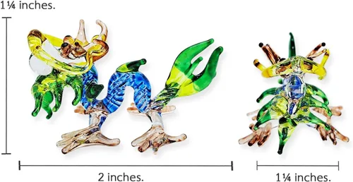 Miniatura 2 de Figura de cristal de dragón asiático chino azul verde oscuro de 2 pulgadas, estatua soplada a mano, decoración de mesa, única coleccionable