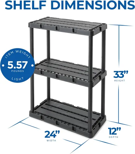 Miniatura 3 de Gracious Living Knect-A-Shelf - Paquete de 2 estantes de almacenamiento ligeros, organizador ventilado de 3 estantes para el hogar, garaje, sótano