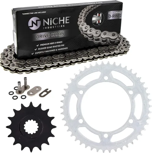NICHE Combo de cadena de piñón de transmisión para Yamaha XJ6 FZ6R desviación delantera 16 trasera 46 dientes 520 V junta tórica 118 eslabones