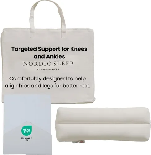 FOSSFLAKES Nordic Sleep - Almohada de rodilla y tobillo para personas que duermen de lado, almohada ergonómica firme para alineación de columna