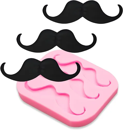 Miniatura 8 de Moldes para bigote para el Día del Padre, 5 paquetes de silicona para decoración de tartas, moquin, corbata, para caballeros, baby shower, cupcakes
