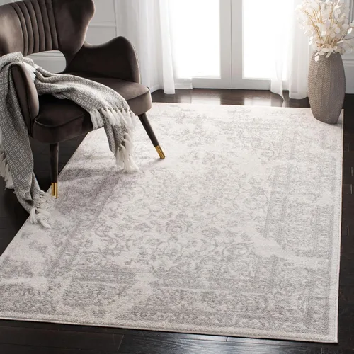 Miniatura 22 de SAFAVIEH Colección Adirondack Alfombra de Área - 4' Redonda, Marfil y Plata, Diseño Oriental Envejecido, No Desprende Pelusa y de Fácil Cuidado