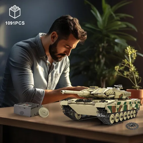 Miniatura 6 de Mould King 20020 MOC Leopard 2 tanque de juguete de alta tecnología, juego de bloques de construcción de vehículos militares, bloques de ladrillos