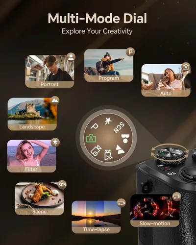 Miniatura 7 de Fulealfly Cámara digital 8K para fotografía, cámara WiFi de enfoque automático de 88 MP para video de YouTube con lente frontal y trasera, flash