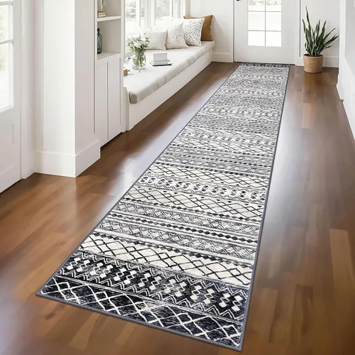 Miniatura 139 de KUTA Alfombras Boho para pasillos de 2.6x10 pies, alfombra de pasillo marroquí lavable, antideslizante, vintage, gris, alfombras de cocina, ultra