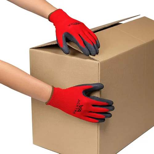 Miniatura 2 de ACKTRA Guantes de trabajo de seguridad de nailon recubierto, 12 pares, muñequera de punto, multiusos, para hombres y mujeres, WG008 poliéster rojo