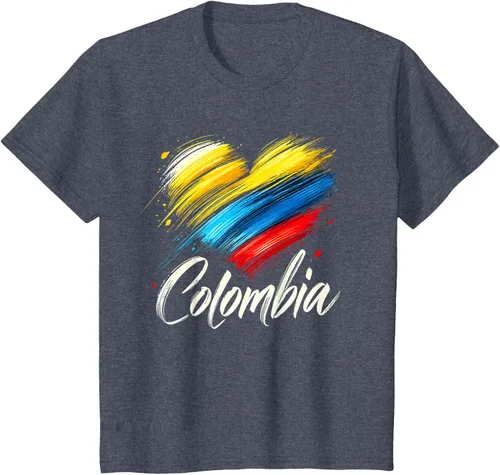Miniatura 20 de Camiseta de orgullo colombiano con corazón de la bandera de Colombia