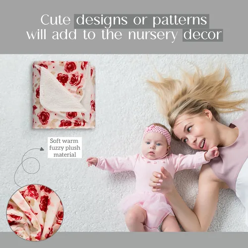 Miniatura 6 de Baby Gear Manta suave de bebé para niña, manta de felpa recién nacida para bebé 30x40 con estampado de flores