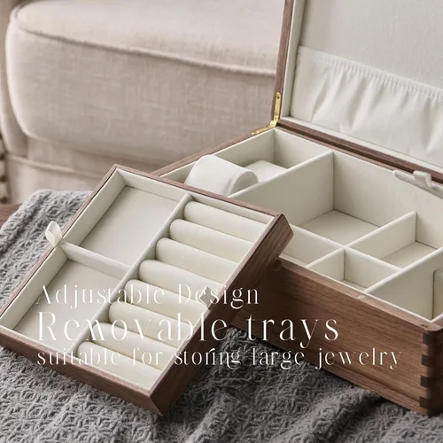 Miniatura 5 de Beexchange Joyero de madera de nogal negro, hecho a mano, caja de joyería clásica. Joyeros y organizadores para mujeres, hombres y niñas