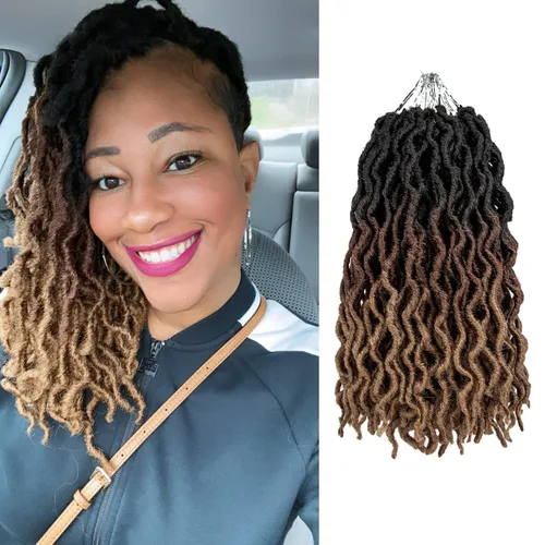 Miniatura 12 de Extensiones de cabello sintético de ganchillo con extremos rizados profundos de 24 pulgadas, paquete de 8 paquetes de trenzas sintéticas suaves de 1b