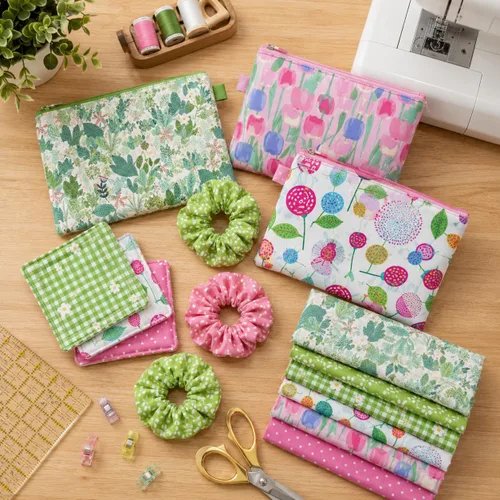 Miniatura 3 de DMFR - Cuadrados de tela floral de primavera de 10 x 10 pulgadas, 42 piezas de tela de pastel de 100% algodón para acolchar, cuadrados de edredón