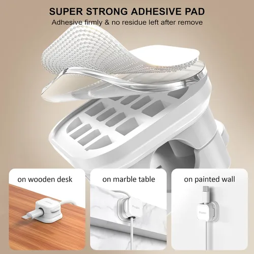 Miniatura 6 de Picozon - Paquete de 6 soportes magnéticos para cables, organizador de cables adhesivos Picozon para teléfono, cargador USB, organizador