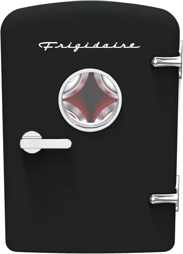 Frigidaire Mini refrigerador personal retro para 9 latas, 11.8 pulgadas de profundidad x 7.1 pulgadas de ancho x 10.1 pulgadas de alto, color negro