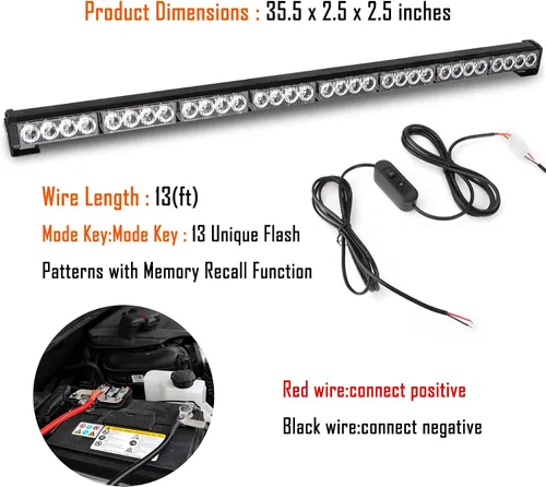 Miniatura 3 de Luces estroboscópicas LED de 36 pulgadas, amarillas, intermitentes, advertencia de seguridad, barra de luz estroboscópica de emergencia, precaución