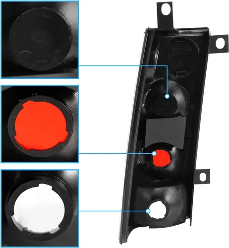 Miniatura 5 de AmeriLite Conjunto de repuesto de luces traseras de halo con lámparas de freno para 2003-2019 Chevy Express/GMC Savana Van Euro - lado del pasajero