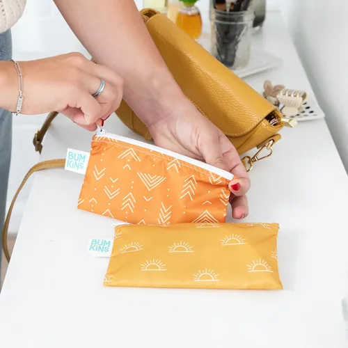 Miniatura 3 de Bumkins Bolsas reutilizables para aperitivos, para el almuerzo escolar de niños y para adultos, tela lavable, bolsa de tela impermeable con F3