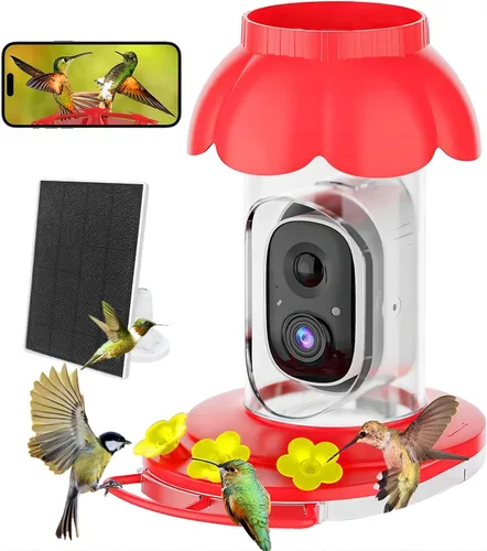 Miniatura 10 de Comedero de colibrí con cámara, comedero inteligente inalámbrico para pájaros para ver video al aire libre, cámara AI con videos de captura
