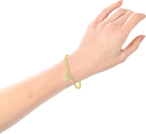 Miniatura 5 de Pulseras para mujer de acero inoxidable dorado y plateado de 0.157 in con cuentas elásticas