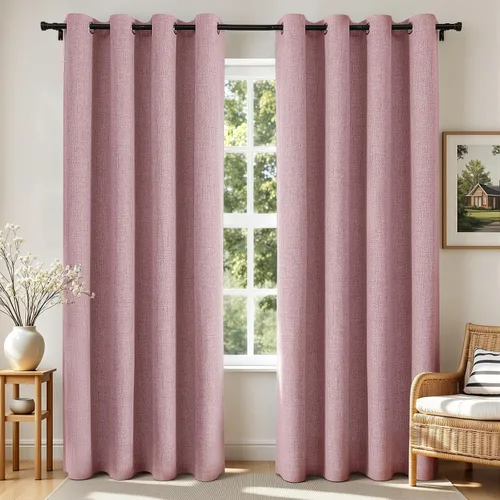Miniatura 33 de Joydeco Cortinas opacas de 84 pulgadas de largo, 2 paneles burg, cortinas de oscurecimiento de habitación para dormitorio, cortinas térmicas Negro