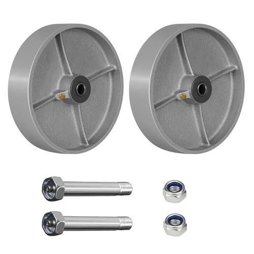 Miniatura 20 de Ruedas giratorias de repuesto de 6 x 2 pulgadas, rueda de hierro fundido de acero, resistente, capacidad de 1200 libras por rueda, orificio de 1/2