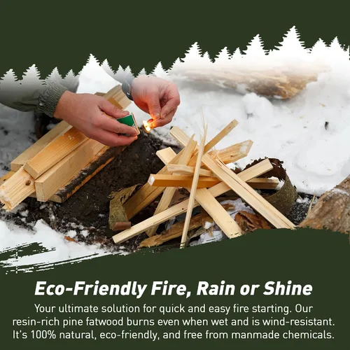 Miniatura 6 de Double Tree Fatwood - Barras de inicio de fuego, rica en resina orgánica, de alta calidad, para estufas de leña, chimeneas, fogatas, hogueras,