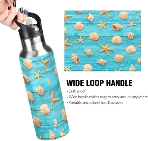 Miniatura 4 de Seashells Stainless Steel Water Bottle 32 Oz, BPA-Free Sport Water Bottle Insulated Leakproof Water Bottles
