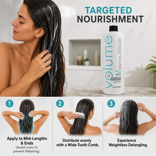 Miniatura 4 de KERAGEN - Acondicionador voluminizador para cabello fino con queratina y colágeno, sin sulfato de 32 onzas - Añade grosor, hidrata y mejora