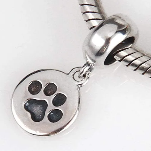 Miniatura 2 de Charm de pata de perro de cachorro de plata de ley 925 para perro pulsera Pandora, Plata esterlina